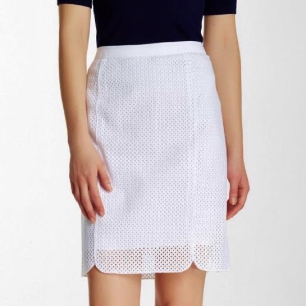 NWT Elite Tahari Molly White Pencil Skirt 0